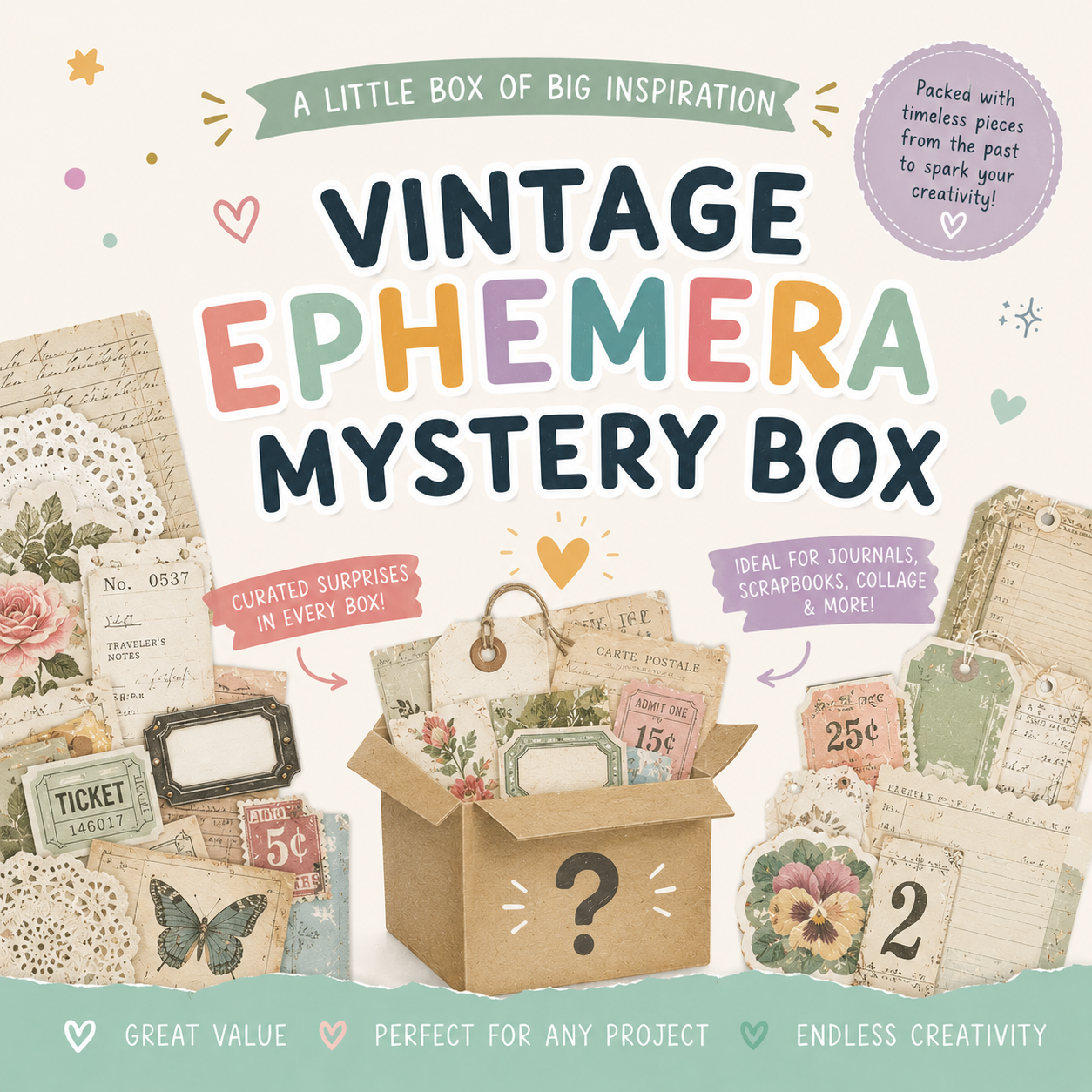 Large Vintage Ephemera Box